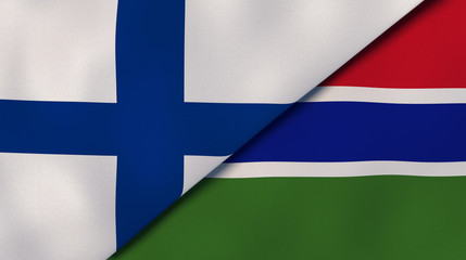 Obraz premium The flags of Finland and Gambia. News, reportage, business background. 3d illustration