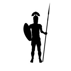 Ancient roman warrior with spear and shield