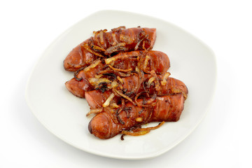 kiełbasa smażona z cebulą