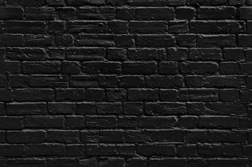 Papier Peint photo Mur de briques Texture de mur de briques peintes en noir, fond sombre