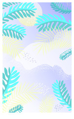 Fototapeta na wymiar Modern artistic cards design template. Abstract background designs with tropical leaves . Colorful trendy shapes.Vector illustration.