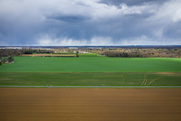 Landscape of Farmland with Storm Approaching