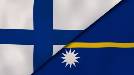 Obraz premium The flags of Finland and Nauru. News, reportage, business background. 3d illustration
