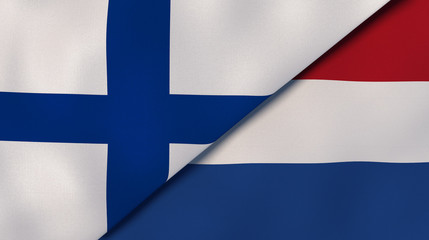 Obraz premium The flags of Finland and Netherlands. News, reportage, business background. 3d illustration