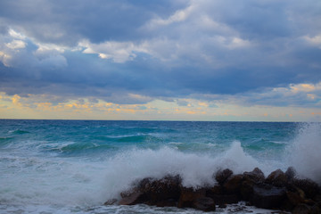 colorful sunset clouds at the beach