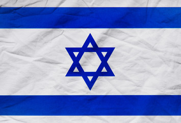 flag of Israel or Israeli banner on rough pattern texture background