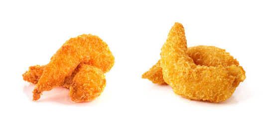 Fried shrimps isolated on white