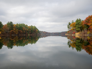 Fall color tour near Birch Pond in New England