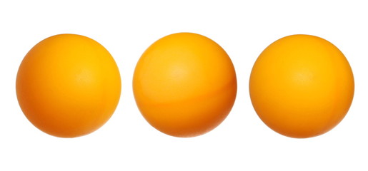 Set orange ping-pong ball isolated on white, clipping path 