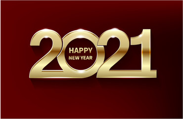 Background celebration 2021 New Year in present magic postal. 3D Festive design for Holiday Christmas decoration Vector template
