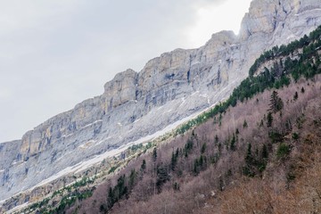 Fototapeta na wymiar A mountain landscape in the Ordesa National Park, in Spain. Part of the Unesco World Heritage.