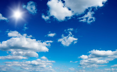 White clouds in blue sky.