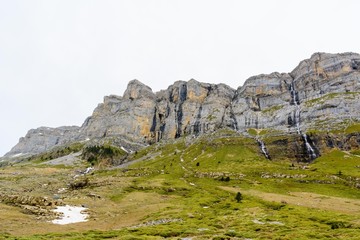 A mountain landscape in the Ordesa National Park, in Spain. Part of the Unesco World Heritage.