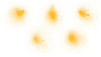 Abstract watercolor spray brushes illustration. Beautiful set of yellow spray brushes