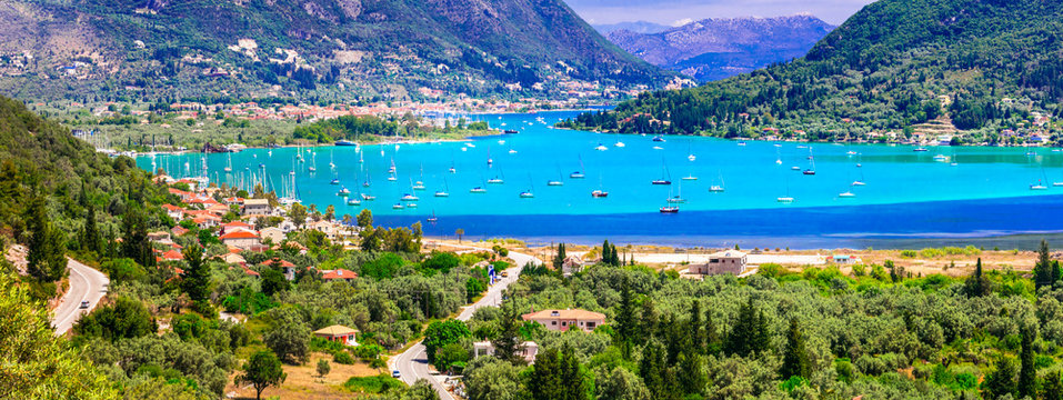 One of the most beautiful greek islands Lefkada. Stunning Nidri bay, Ionian islands of Greece