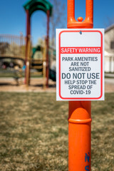 Sign at Playground Closed by Coronavirus