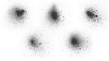 Abstract black watercolor spray brushes illustration. Beautiful set of spray brushes