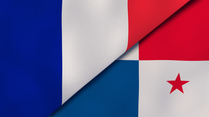 The flags of France and Panama. News, reportage, business background. 3d illustration
