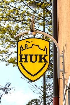 SCHWABACH, GERMANY : Huk Coburg insurance company sign on an building in Schwabach, Germany