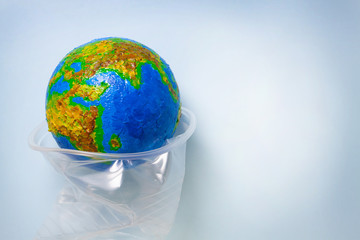 World Environment Day card. Planet earth without plastic concept. World problems of environmental...