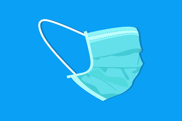 Protective medical face mask flat design. Isolated flat design surgical mask.