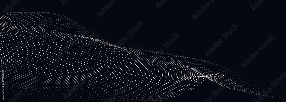 Aufkleber Abstract digital wave of particles. Futuristic point wave. Technology background vector. Vector illustration