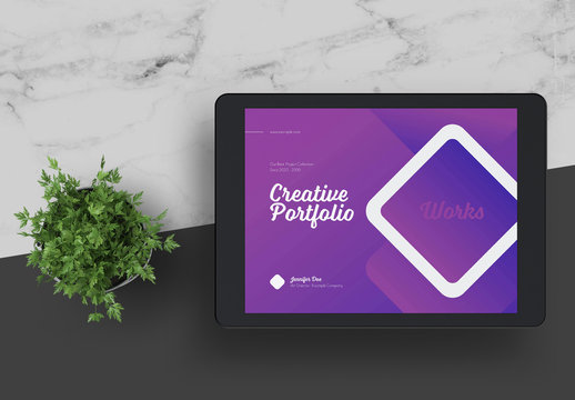 Online Porfolio and Resume Layout with Purple Accents
