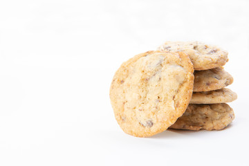 chocolate chip cookies isolated on white