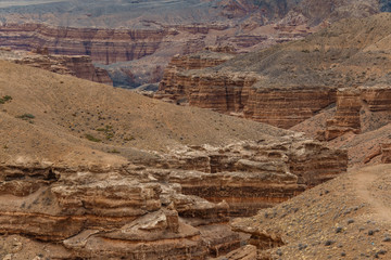 Naklejka na ściany i meble Charyn canyon is the famous place in Kazakhstan, similar to the Martian landscape