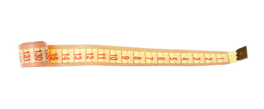 Metric measuring tape isolated on white background