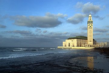 Fototapeta premium Casablanca, Morocco - 02.26.2019: View of one of the world's largest mosque Hassan II.
