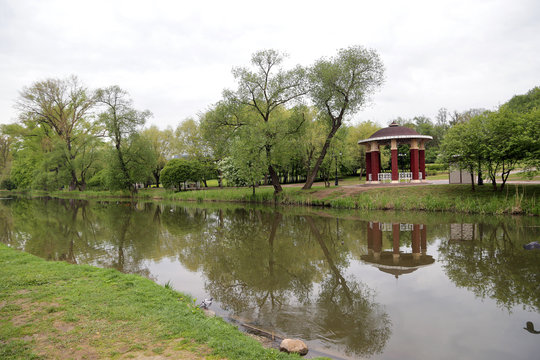 View of the river in the Loshitsky park in the city of Minsk, Belarus