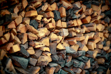 logs for the fire of the fireplace prepared for the winter