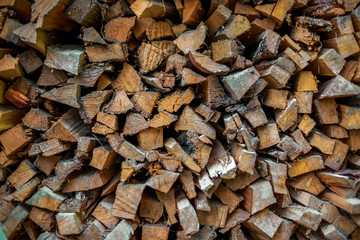 logs for the fire of the fireplace prepared for the winter