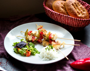 chicken and vegetables on stick