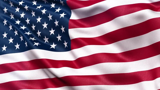 Flag of the United States of America waving in the wind. Seamless 3D loop animation with realistic wind and fabric texture.