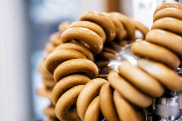 Set of bakery products on a samovar close-up