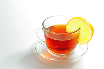 a cup of tea with lemon