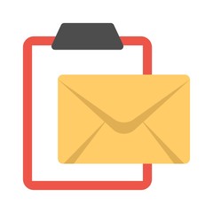 Notepad and envelope symbol. Writing letter, email sign. Flat icon design for modern web and mobile UI.