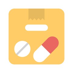 Medicine box icon. Pill box symbol. Medication kit sign. Flat icon design for health concept.