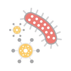 Virus icon in flat style. Infectious bacteria symbol. Covid-19, coronavirus sign.