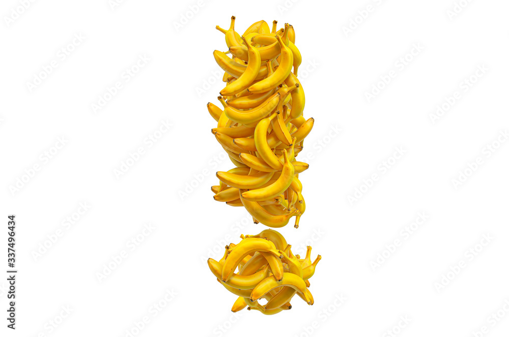 Poster exclamation mark from persimmons. 3d rendering