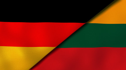 The flags of Germany and Lithuania. News, reportage, business background. 3d illustration