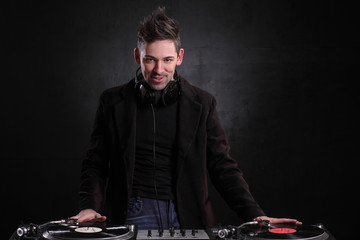 DJ playing music at mixer