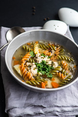 Healthy soup with meat balls