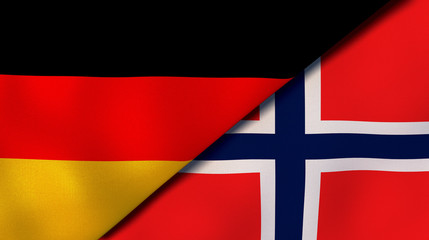 The flags of Germany and Norway. News, reportage, business background. 3d illustration
