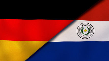 The flags of Germany and Paraguay. News, reportage, business background. 3d illustration