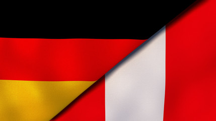 The flags of Germany and Peru. News, reportage, business background. 3d illustration