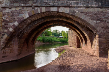 Fototapeta na wymiar The arches of Monnow Bridge