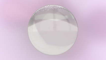 White 3D ball morphing with grey shades in modern background.